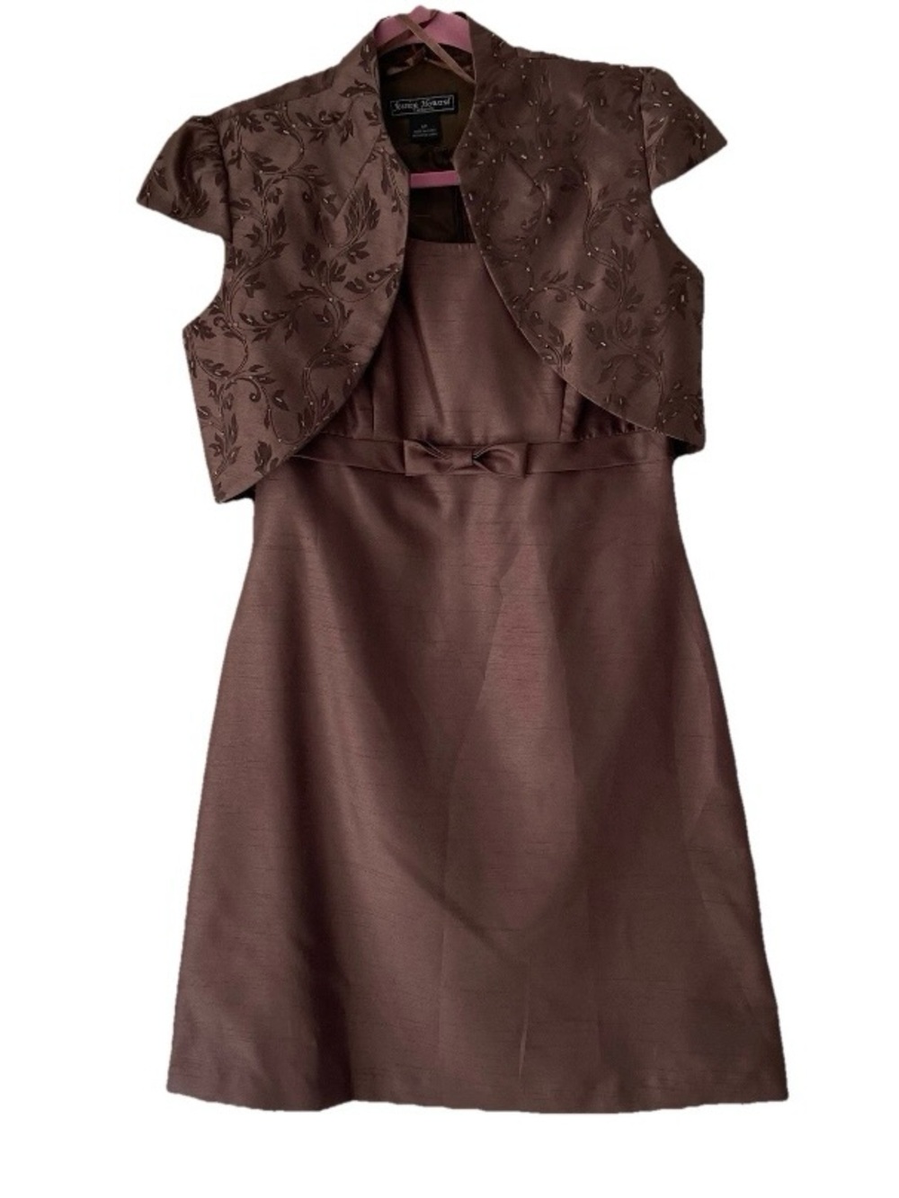 Jessica Howard Brown Beaded Evening Jacket and Dress Set